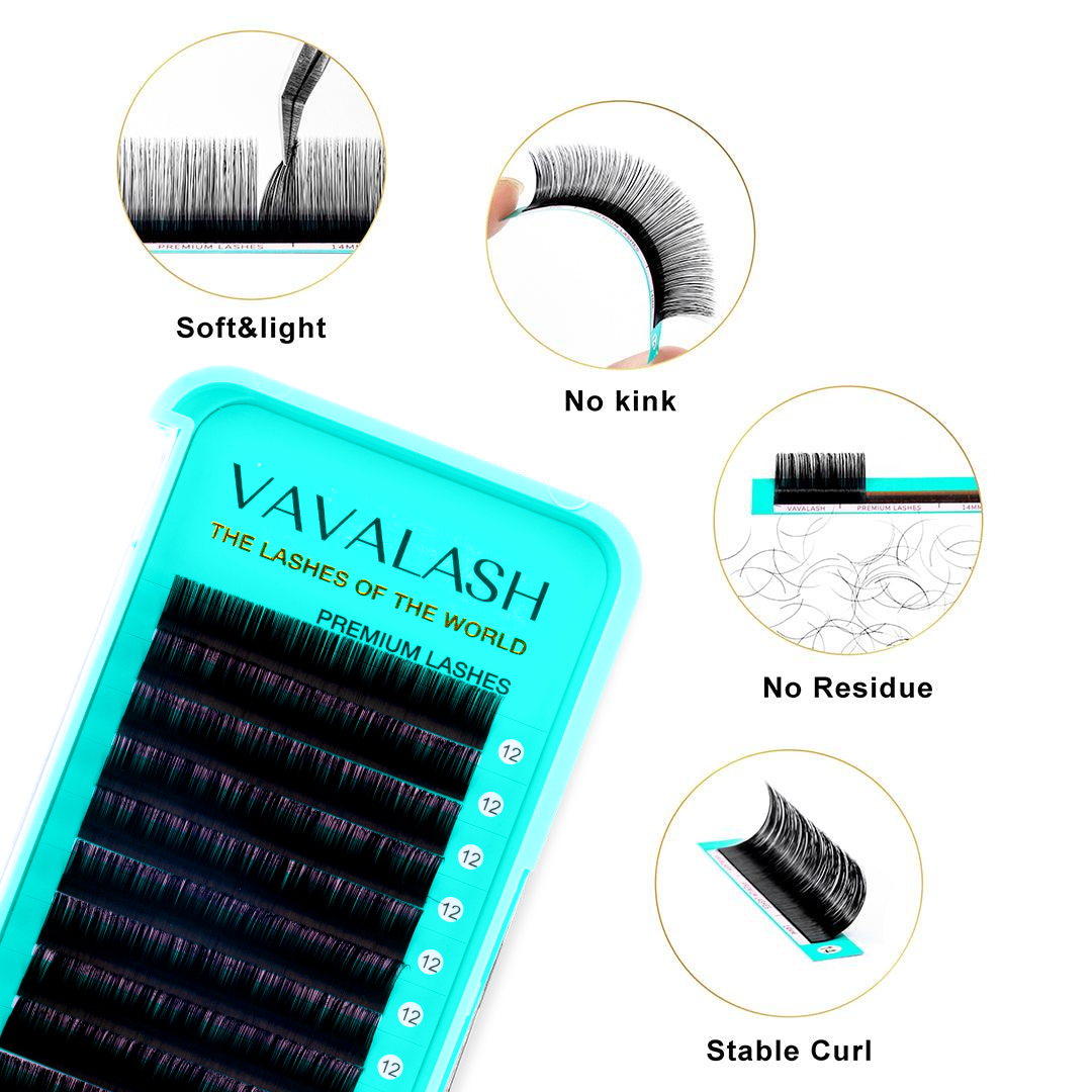 Matte Black Mega Volume Premium Lash Extensions 0.02mm SC - VAVALASH