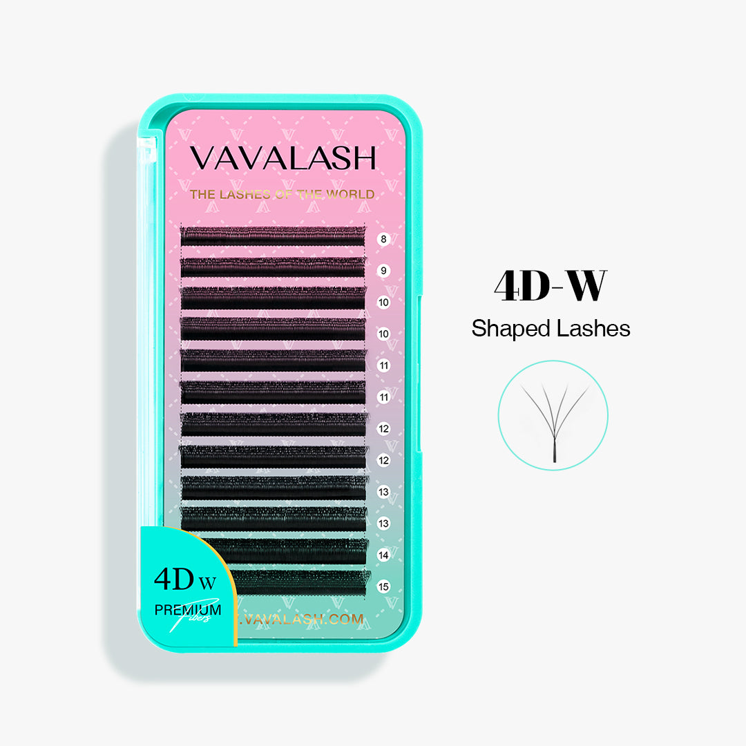 W-shape 4D premade Volume Extensions de cils de ventilateur