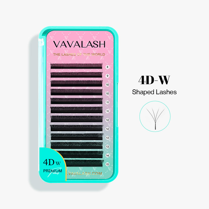 W-shape 4D premade Volume Extensions de cils de ventilateur