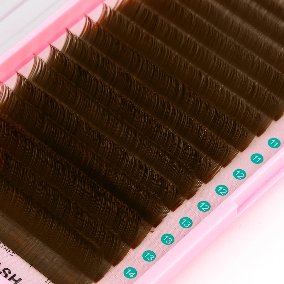 Premium Dark Brown Colored Volume Eyelash Extensions