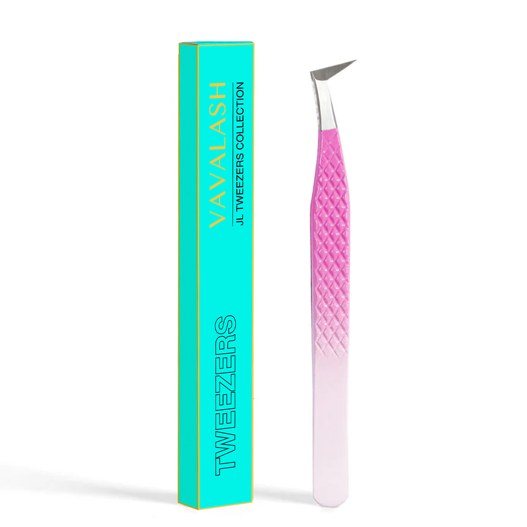 VJ-01 Ombre Pink-White Professional Eyelash Extensions Tweezer