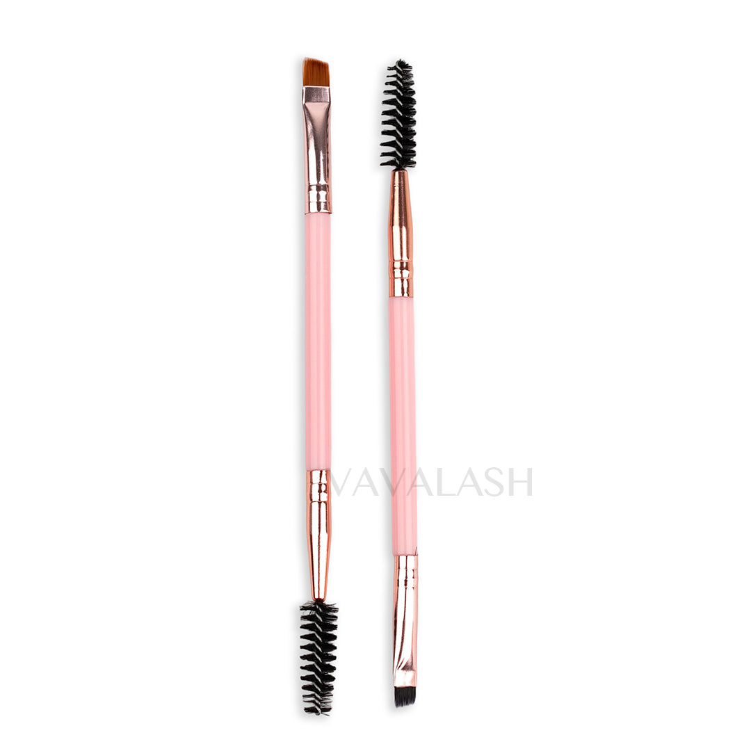 Double-ended brush for eyelash extensions, brown and black dual-tip lash applicator brush for isolation and adhesive application