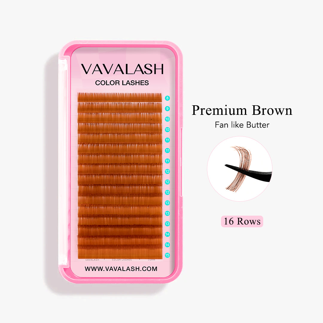 Premium Brown Colored Volume Eyelash Extensions 0.07mm