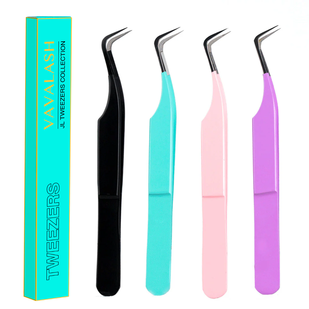 Curved Volume Fiber Tips Narrow Tweezers For Eyelash Extensions 