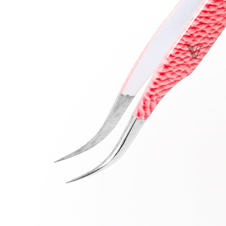 VD-04 Pink Leather Pattern Professional Eyelash Extensions Tweezer