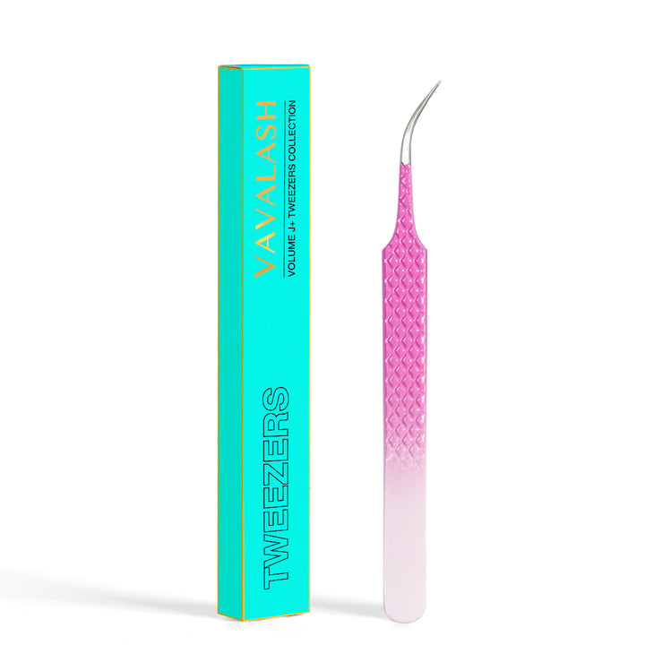 VJ-02 Ombre Pink-White Professional Eyelash Extensions Tweezer - VAVALASH