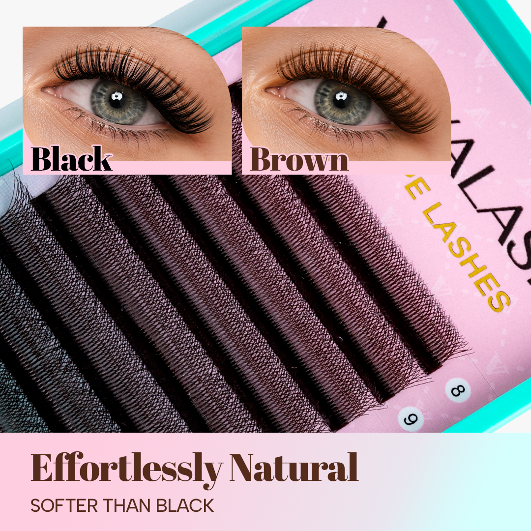 Dark Brown W-Shape 3D Volume Premade Fan