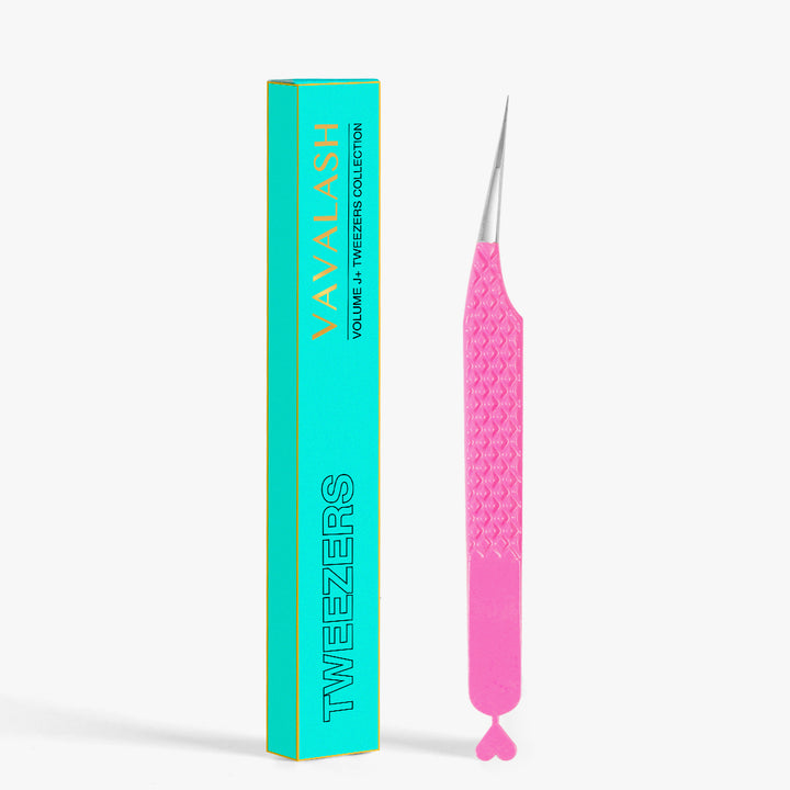 VP-12 Curved Pink Heart-shaped Isolation Tweezer for Eyelash Extension