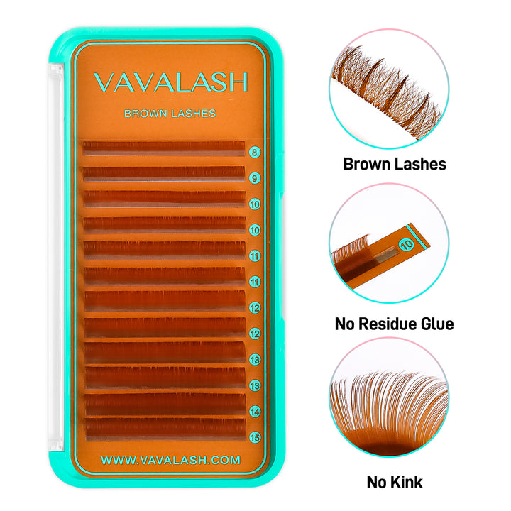 Premium Brown Colored Volume Eyelash Extensions 0.07mm