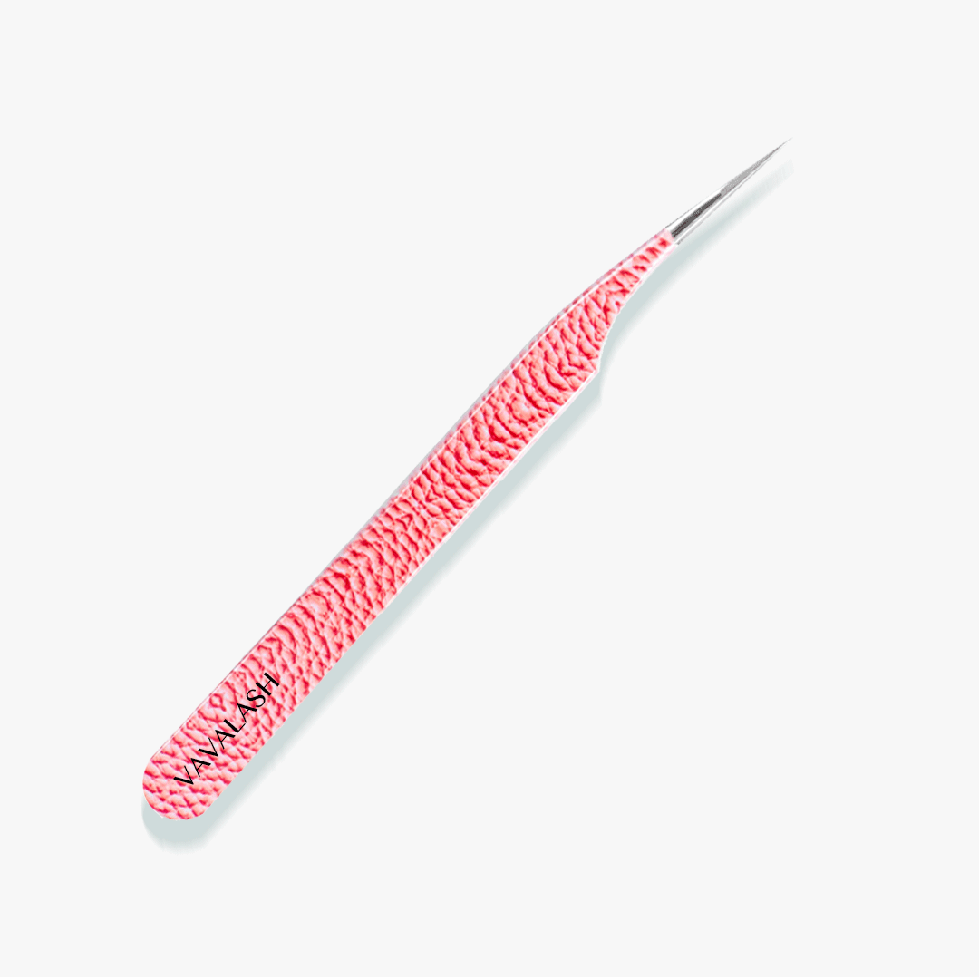 VD-01 Pink Leather Pattern Professional Eyelash Extensions Tweezer