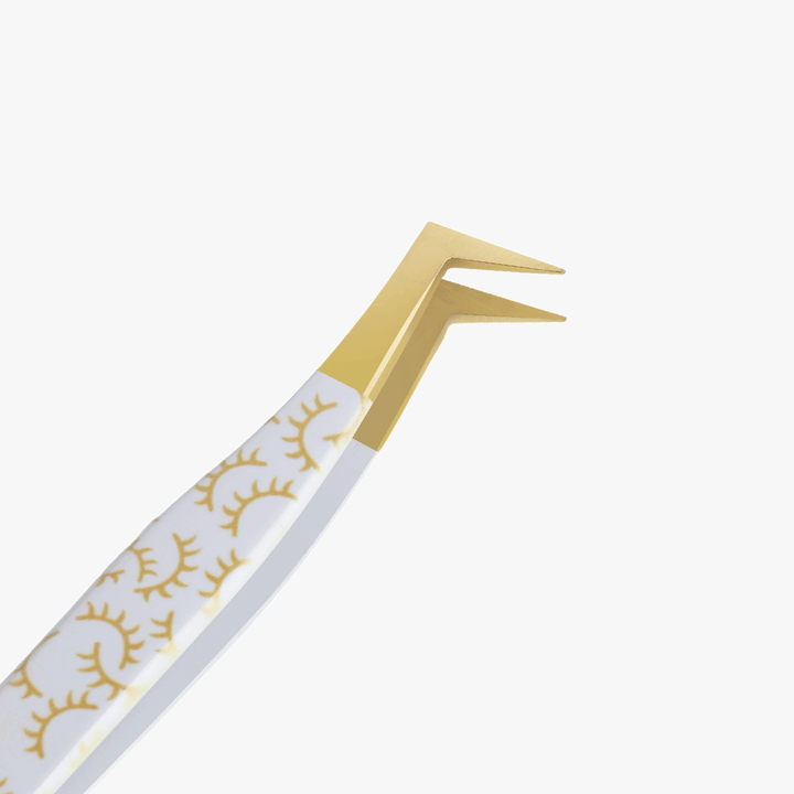 VB-01 White Colored Lash Tweezer With Lash Print for Eyelash Extension