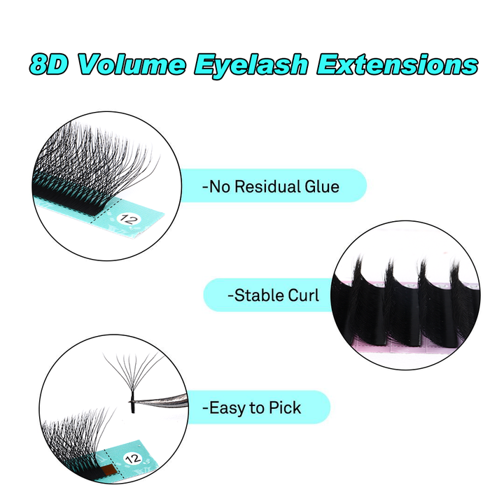 W-Shape 8D Volume Premade Fan Lash Extensions SC - VAVALASH