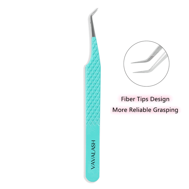 VG-03 Fiber Tip Blue Coated 45°-Deg Volume Eyelash Extensions Tweezers