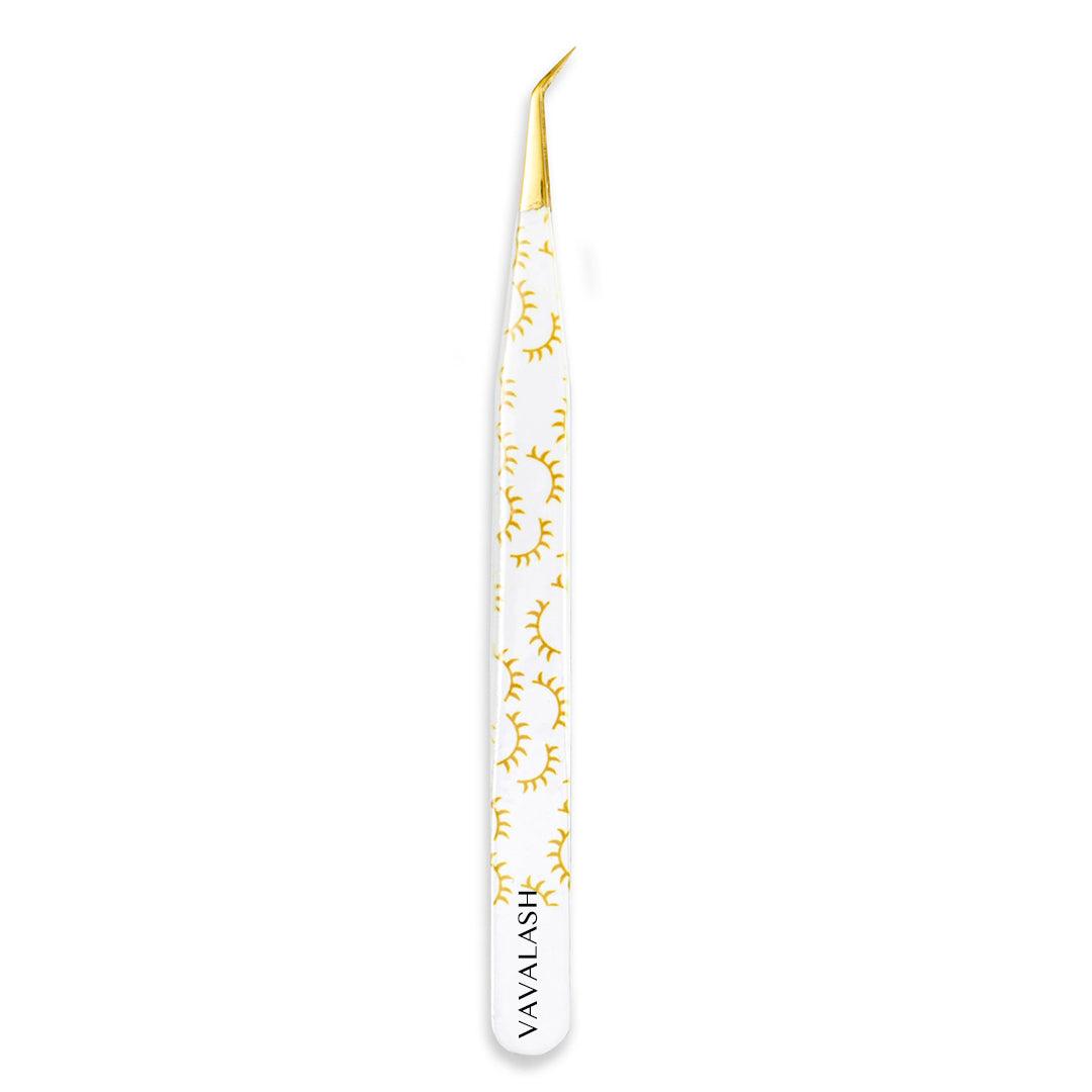 VB-02 White Colored Lash Tweezer With Lash Print for Eyelash Extension