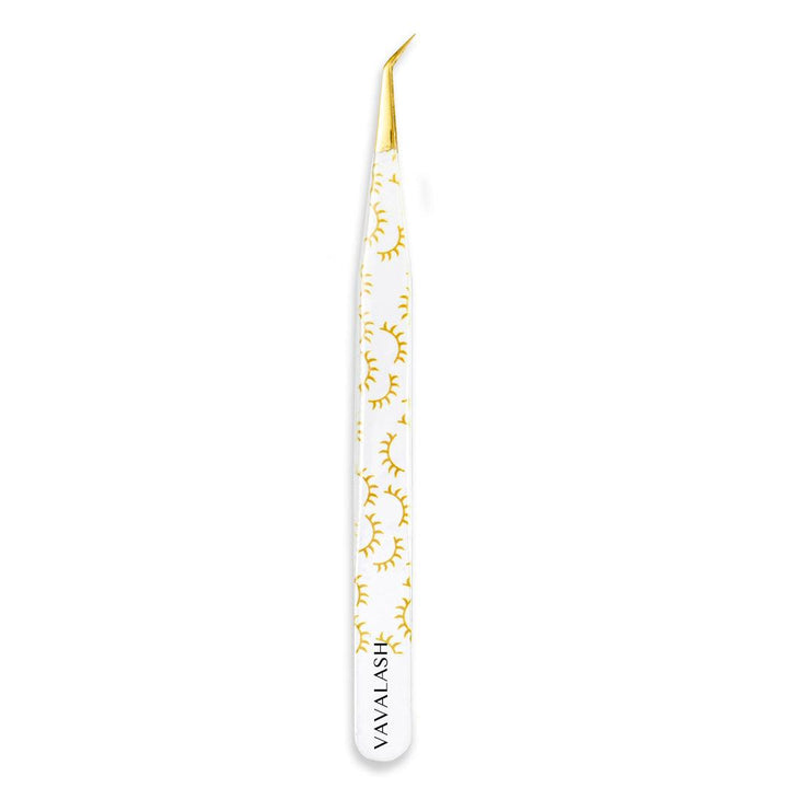 VB-02 White Colored Lash Tweezer With Lash Print for Eyelash Extension