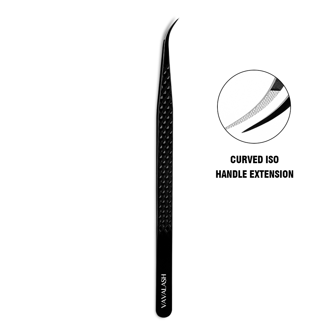 VA-06 Black Fiber Isolation Tweezers for Volume Eyelash Extensions