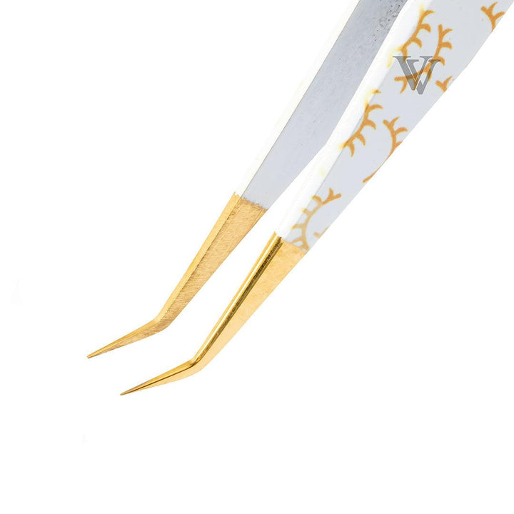 VB-02 White Colored Lash Tweezer With Lash Print for Eyelash Extension