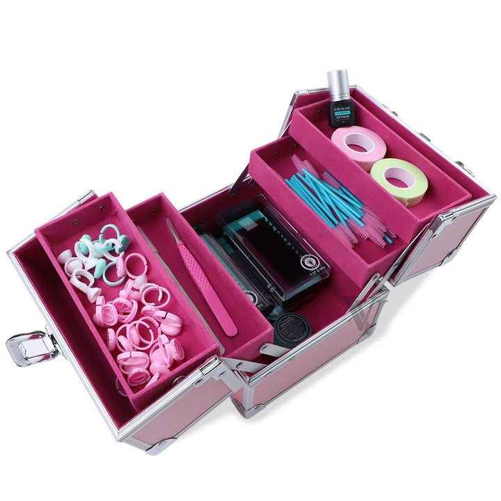 Deluxe Aluminum Alloy Small Pink Eyelash Kit Case