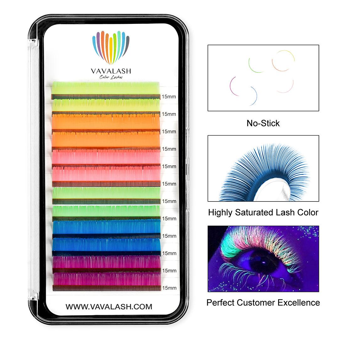 Neon Fluorescent Colored Lash Volume Premium Lash Extensions 0.07mm