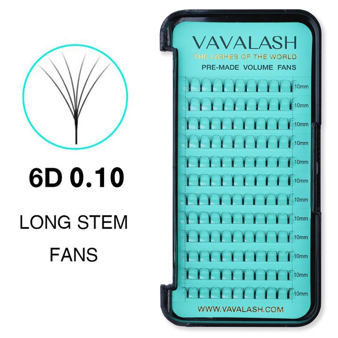 6D Long Stem Premade Volume Fans 0.1mm 12 Lines - VAVALASH