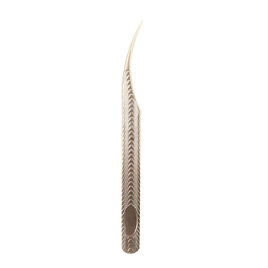 VF-05 Champagne Gold Curved Tip Tweezers for Eyelash Extensions - VAVALASH