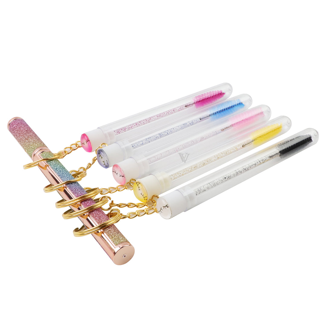 Diamond Bottle Glitter Mascara Brushes With Ring